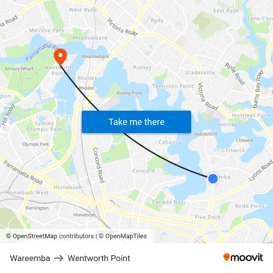 Wareemba to Wentworth Point map