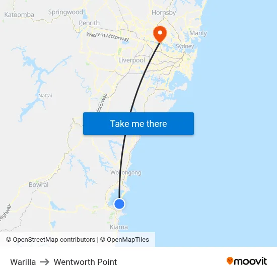 Warilla to Wentworth Point map