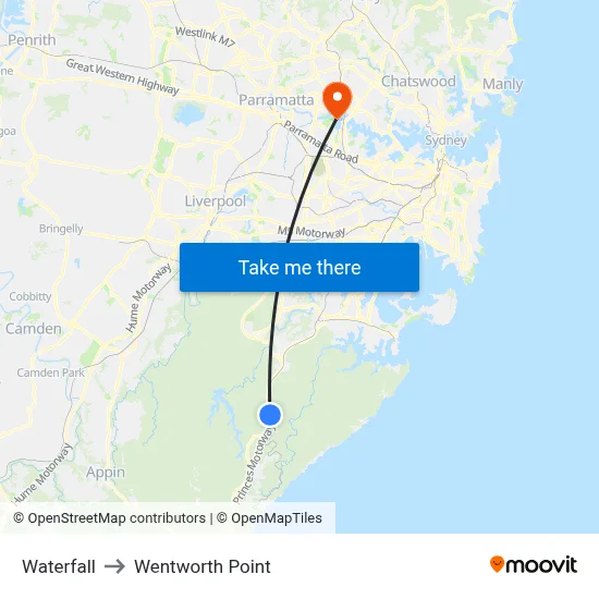 Waterfall to Wentworth Point map