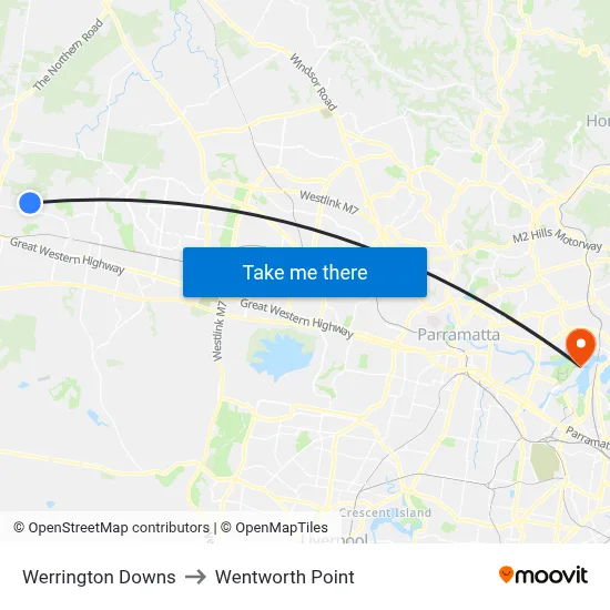 Werrington Downs to Wentworth Point map