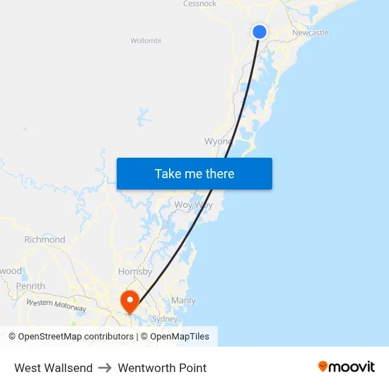 West Wallsend to Wentworth Point map