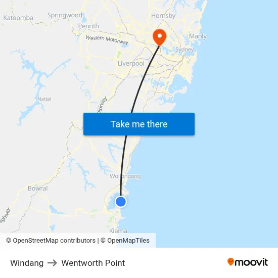 Windang to Wentworth Point map