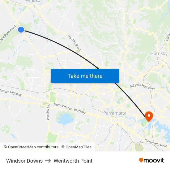 Windsor Downs to Wentworth Point map