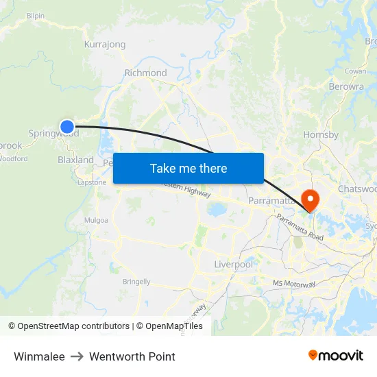 Winmalee to Wentworth Point map