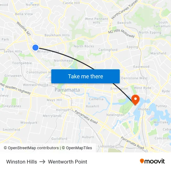 Winston Hills to Wentworth Point map
