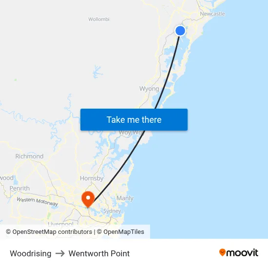 Woodrising to Wentworth Point map