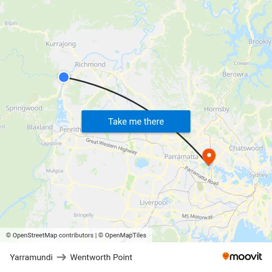 Yarramundi to Wentworth Point map