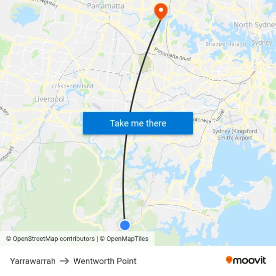 Yarrawarrah to Wentworth Point map