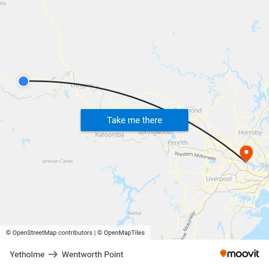 Yetholme to Wentworth Point map
