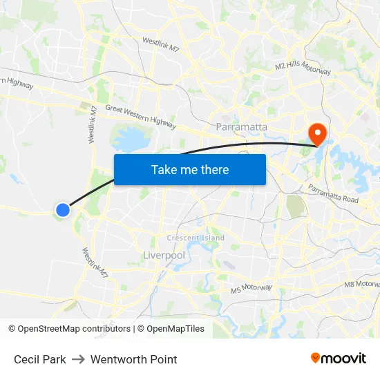 Cecil Park to Wentworth Point map