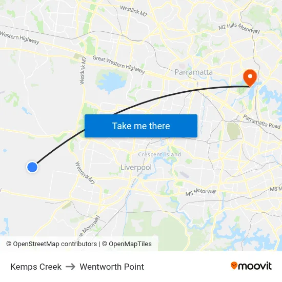 Kemps Creek to Wentworth Point map