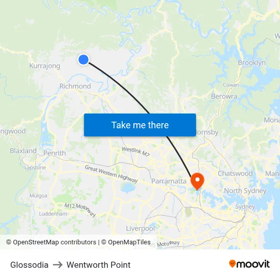 Glossodia to Wentworth Point map
