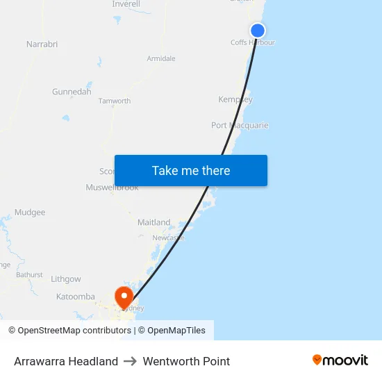 Arrawarra Headland to Wentworth Point map