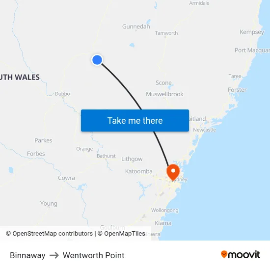 Binnaway to Wentworth Point map