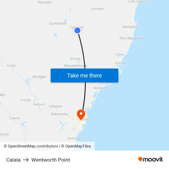 Calala to Wentworth Point map