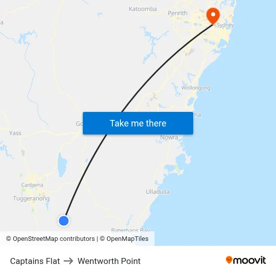 Captains Flat to Wentworth Point map