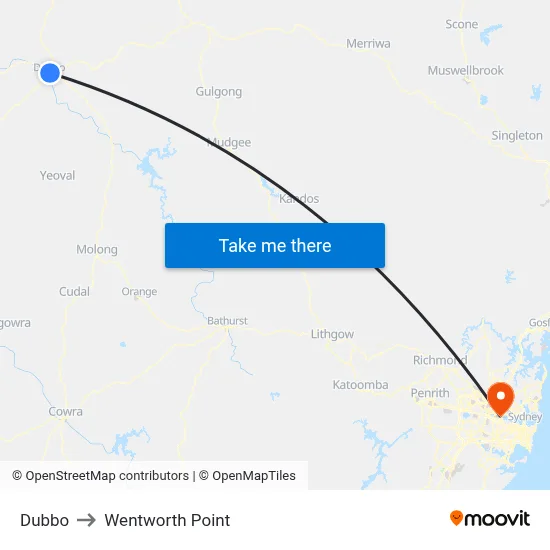 Dubbo to Wentworth Point map