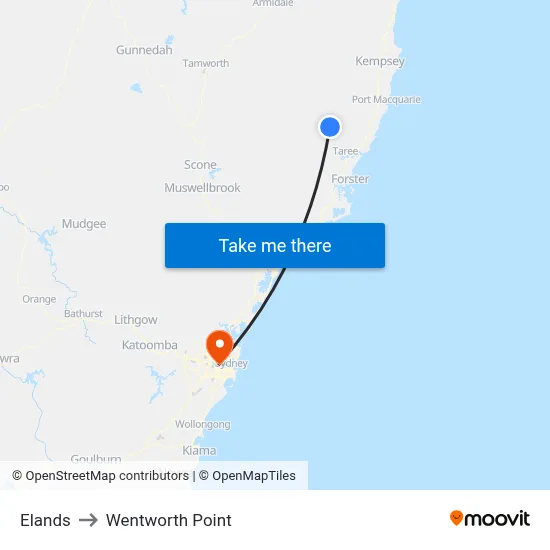 Elands to Wentworth Point map