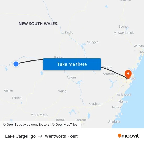 Lake Cargelligo to Wentworth Point map
