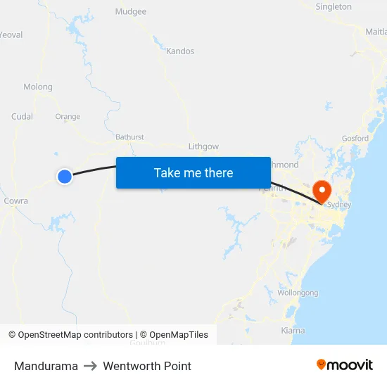 Mandurama to Wentworth Point map