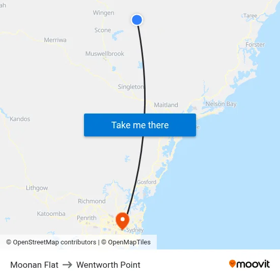 Moonan Flat to Wentworth Point map