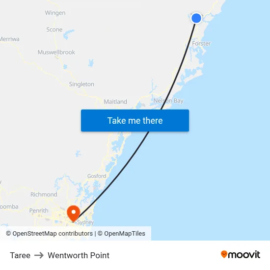 Taree to Wentworth Point map