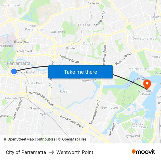 City of Parramatta to Wentworth Point map
