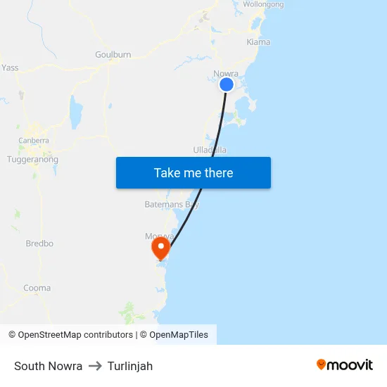 South Nowra to Turlinjah map