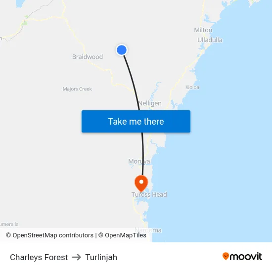 Charleys Forest to Turlinjah map