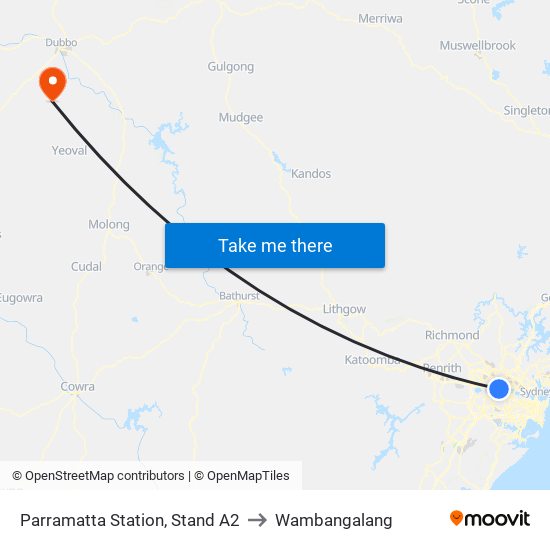 Parramatta Station, Stand A2 to Wambangalang map