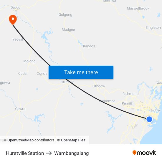 Hurstville Station to Wambangalang map