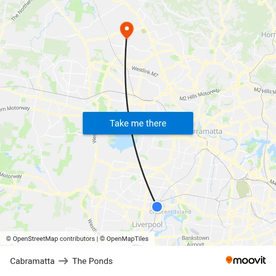 Cabramatta to The Ponds map