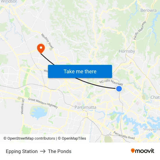 Epping Station to The Ponds map