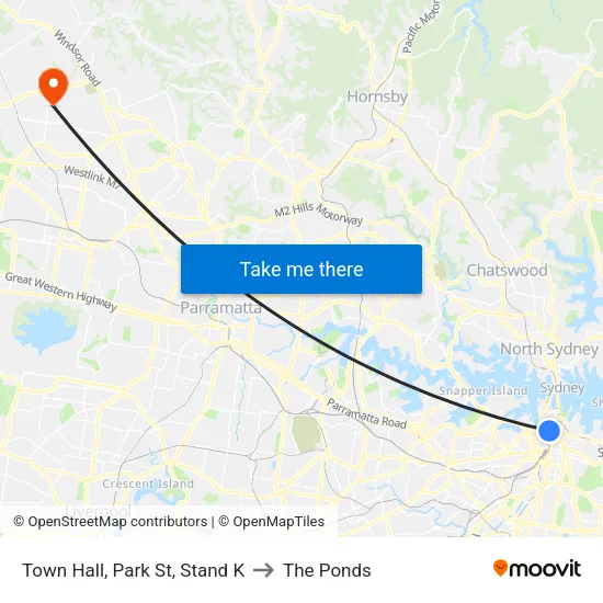 Town Hall, Park St, Stand K to The Ponds map