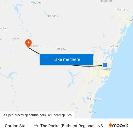 Gordon Station to The Rocks (Bathurst Regional - NSW) map