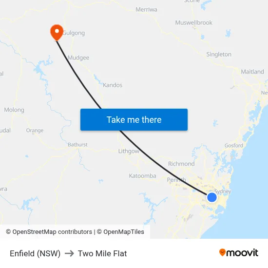Enfield (NSW) to Two Mile Flat map