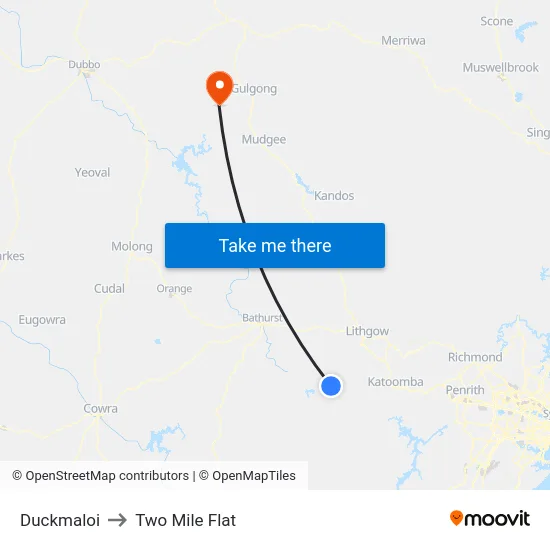 Duckmaloi to Two Mile Flat map