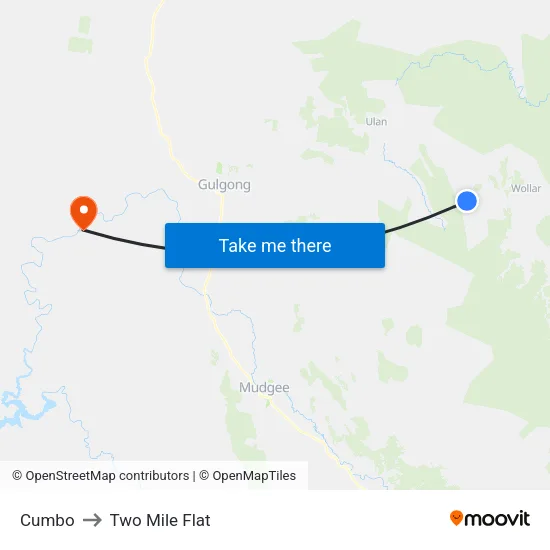 Cumbo to Two Mile Flat map