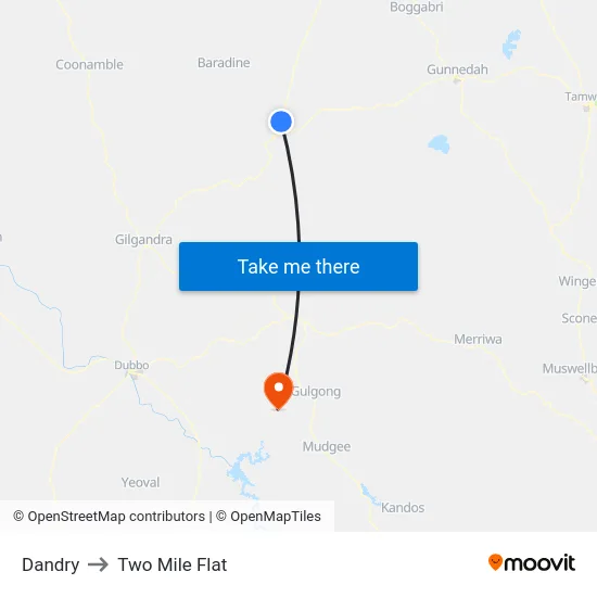 Dandry to Two Mile Flat map