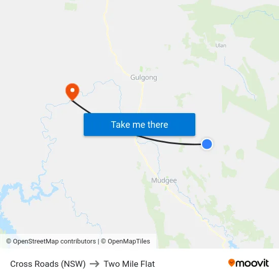 Cross Roads (NSW) to Two Mile Flat map