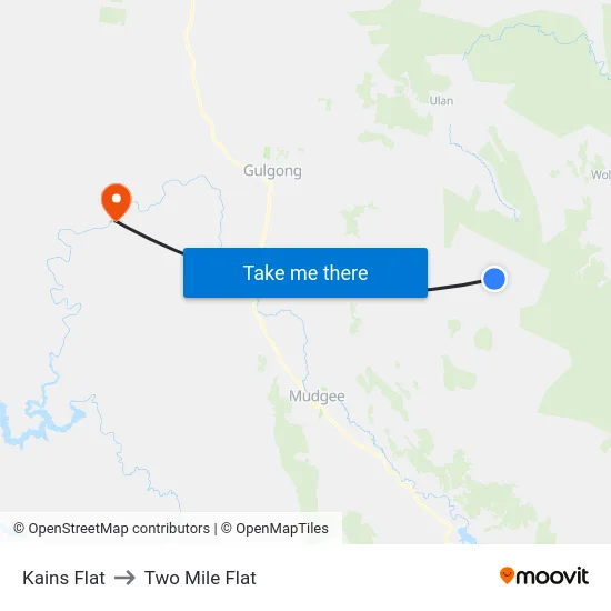 Kains Flat to Two Mile Flat map