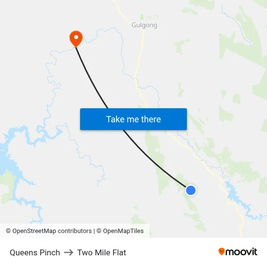 Queens Pinch to Two Mile Flat map