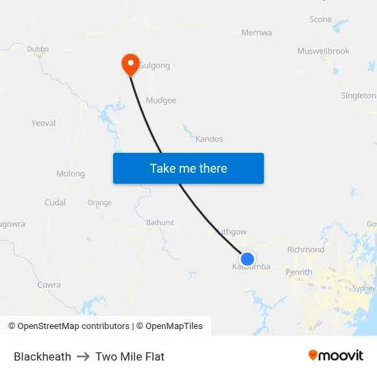 Blackheath to Two Mile Flat map
