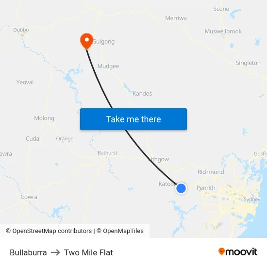 Bullaburra to Two Mile Flat map