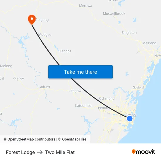 Forest Lodge to Two Mile Flat map