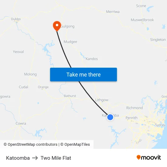Katoomba to Two Mile Flat map