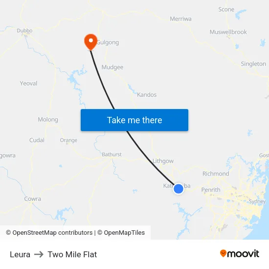 Leura to Two Mile Flat map