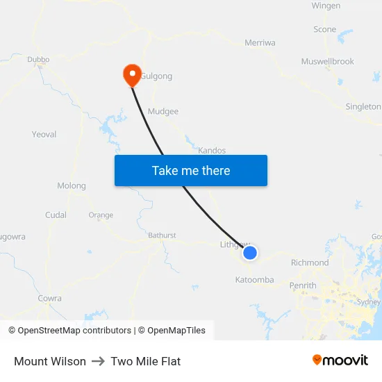 Mount Wilson to Two Mile Flat map