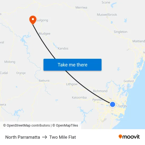 North Parramatta to Two Mile Flat map