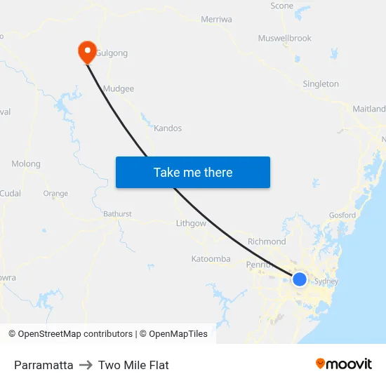 Parramatta to Two Mile Flat map
